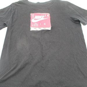 The Nike Tee Air Men's Size Large L Black Distressed Red & White Logo T-Shirt